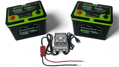 Amped Outdoors 24V100Ah Trolling Motor Lithium Battery Bundle - Bluetooth - Heated - 24V 10A Charger