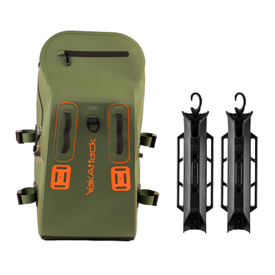 28L BackWater DryPak, Waterproof Backpack, Green/Orange