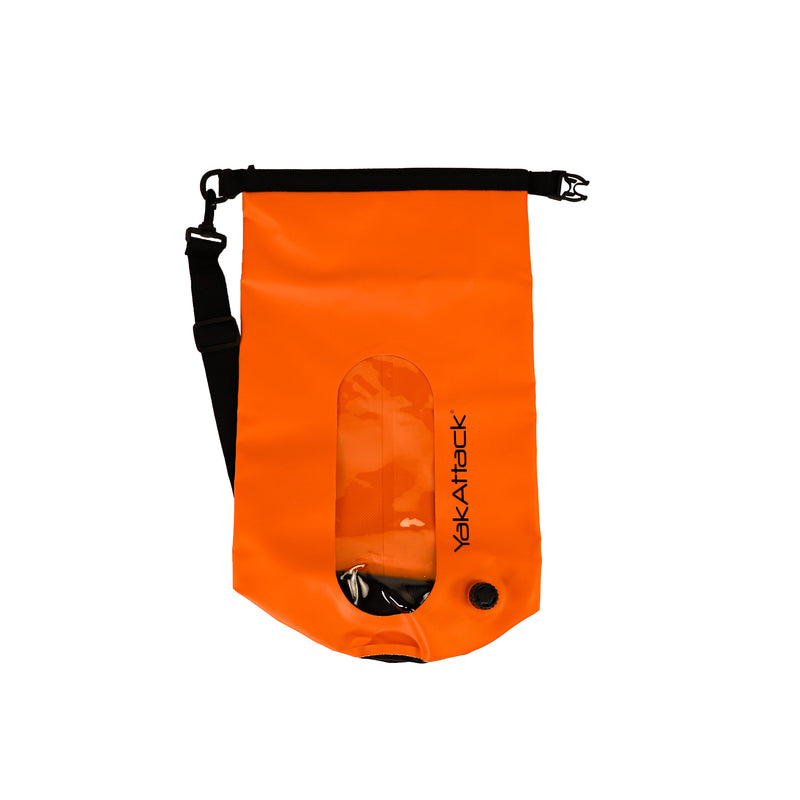 YakAttack 10L Roll-Top Drybag with Air Valve, Orange - available at Trusty Sail & Paddle, Morehead City NC