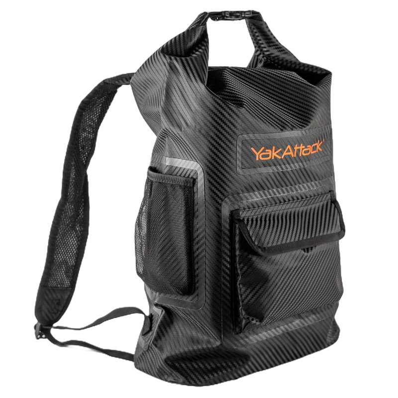 YakAttack 20L Roll-Top Drybag Backpack - Black Carbon - available at Trusty Sail & Paddle, Morehead City NC